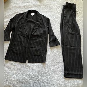 Forever 21 oversized blazer and wide leg black and white pinstriped suit